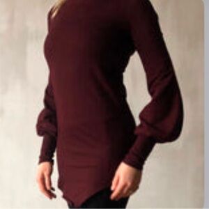 Nuit burgundy bishop sleeve tunic S